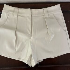 TCEC High Waist Cream Faux Leather Shorts
